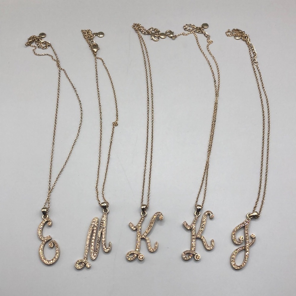 Liz Claiborne Dazzling Rhinestone Initial Letters Necklace E M K J Pick/Choose